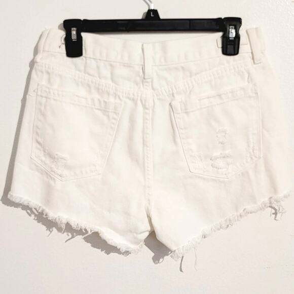BlankNYC Button Fly Distressed High Rise Cut-Off Shorts White 29 - Picture 3 of 11